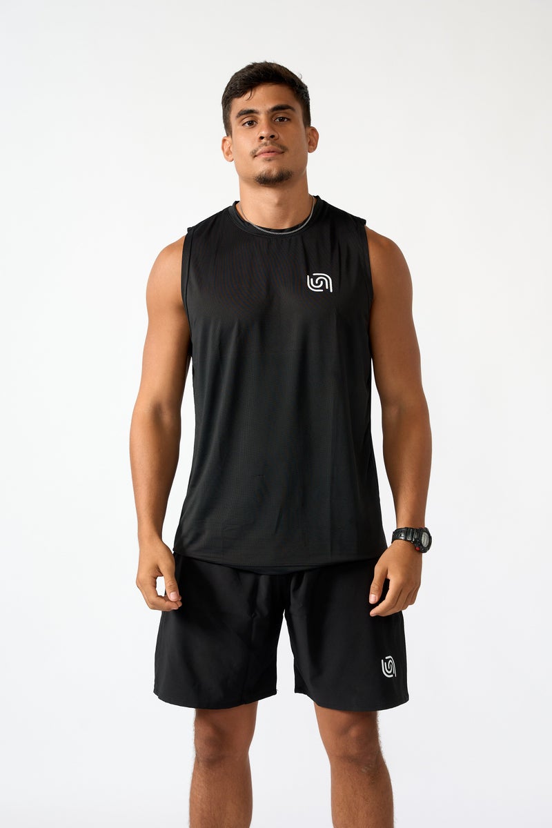 Beyond sportswear Men's Black Sleeveless Top - Image 1